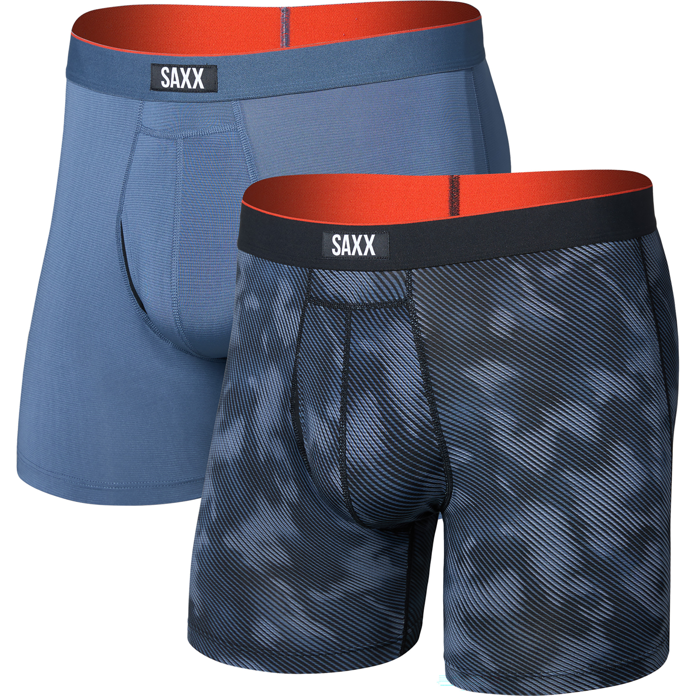 Saxx Underwear Multi Sport Mesh 2er Pack Boxer Herren Kurze Unterhose smoke screen-washed indigo Größe L Elastisch