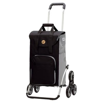 Einkaufstrolley ANDERSEN "Treppensteiger Royal Shopper Liska", schwarz, B:50cm H:107cm T:28cm, Polyester, Einkaufskörbe
