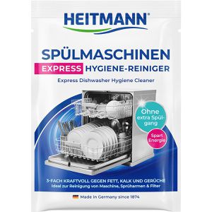 Heitmann Spülmaschinenreiniger Express, Hygiene-Reiniger, 3-fach-Formel gegen Fett, Gerüche & Kalk, Pulver, 30g