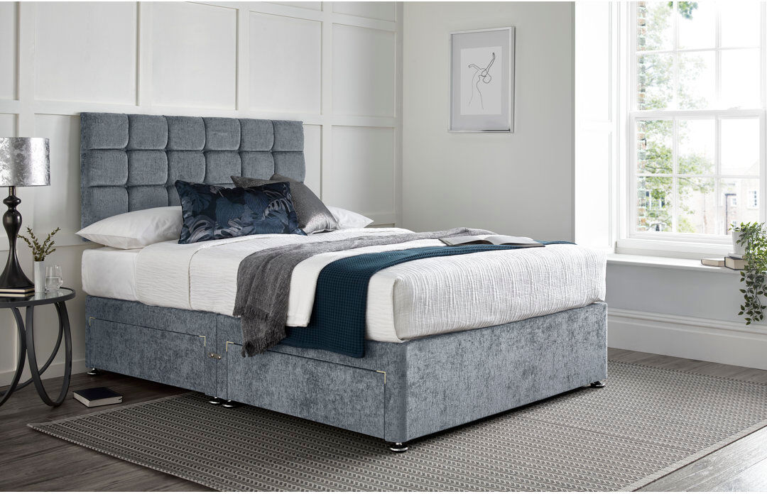 Wayfair Sleep Wattenberg Divan Bed with 24" Headboard on Struts Chrome Double (4'6)