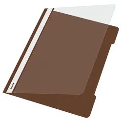 LEITZ Sichthefter A4 PVC langes Beschriftungsfenster braun Packung mit 25 Stück
