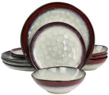 Elama 12 Piece Stoneware Dinnerware Set