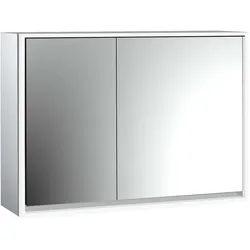 emco loft Lichtspiegelschrank, 1000mm, 2 Türen, Aufputzmodell, aluminium/spiegel, 979805114, Ausführung: breite Tür rechts