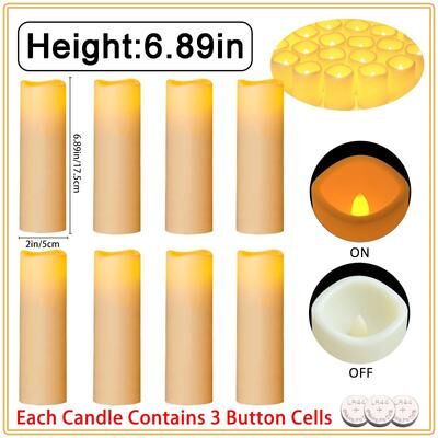 Uplifted Finds 10 To 60 Pcs LED Flameless Pillar Candles Flickering Candlelight Set For Weddings Concerts And Party Decor 6.89in 17.5cm 50 Pcs
