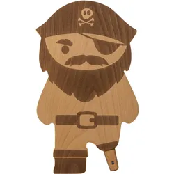 Ototo Pirate Board Schneidbrett mit Messer, Schneidebrett, Silber, Braun