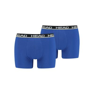 Boxershorts HEAD "HEAD BASIC BOXER 2P", Herren, Gr. XXL, blau (blau, schwarz), Obermaterial: 95% Baumwolle, 5% Elasthan, unifarben, körpernah, Unterhosen, mit elastischem Logobund