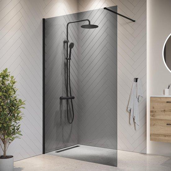 Famanu Walk-In Duschwand Modernes Sicherheitsglas 8 mm - 110x200 cm Schwarz