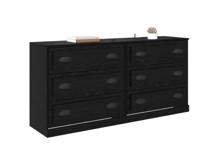 KTHLBRH Sideboard 70 cm Eiche schwarz 2 Stück Mehrschichtiges Holz, 60 kg Kapazität, Wohnzimmermöbel mit Schublade, Aufbewahrungsfächer