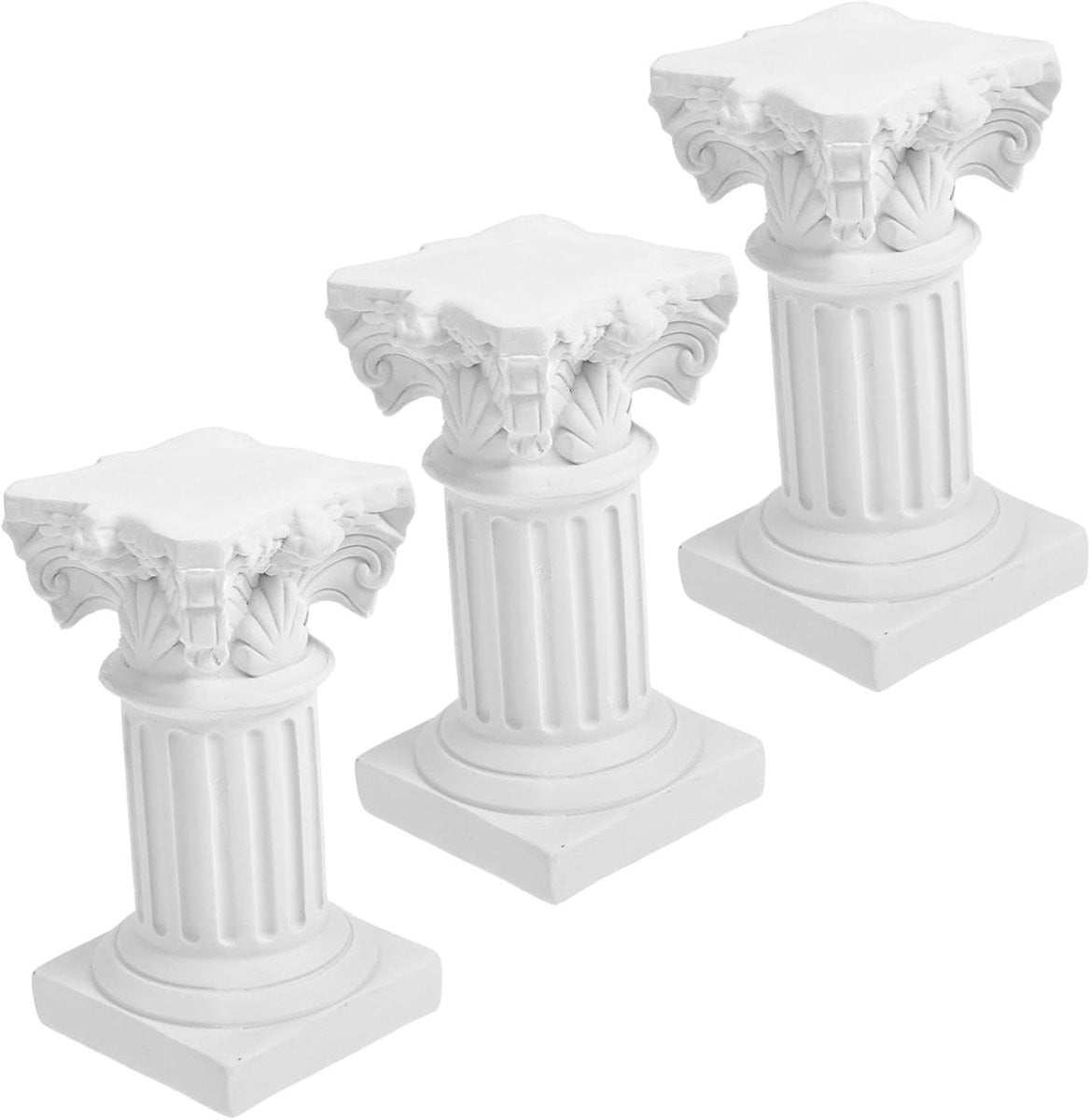 Romeinse Zuil Kandelaars Mini Griekse Zuilen Tafeldecoratie Wit H 65 x B 125 x D 7 cm