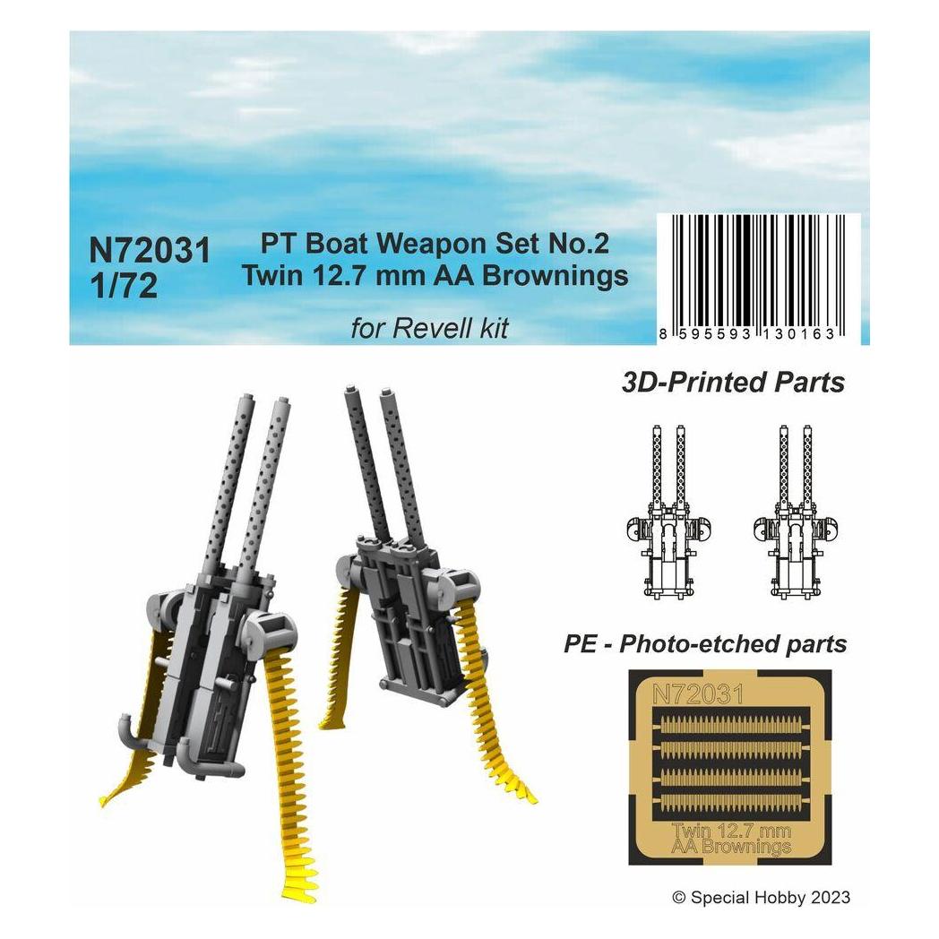 CMK PT Boat Weapon Set No.2 - Twin 12.7 mm AA Brownings (2 printed pcs) 1/72 (N72031)