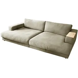 BIG SOFA XL MIT TABLETT MADELINE Cremeweiß Webstoff