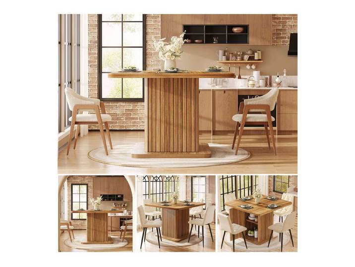 Fine Life Pro Esstisch Quadratischer Esstisch 80×80 cm, 1 Tisch, Dunkelbraun, Esszimmer/Küche