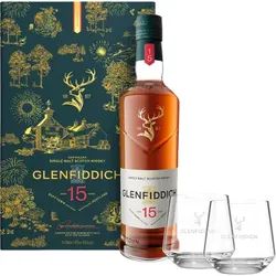 Whisky - Glenfiddich Solera 15 Jahre + 2 Gläser - Mit Etui - 0.7L
