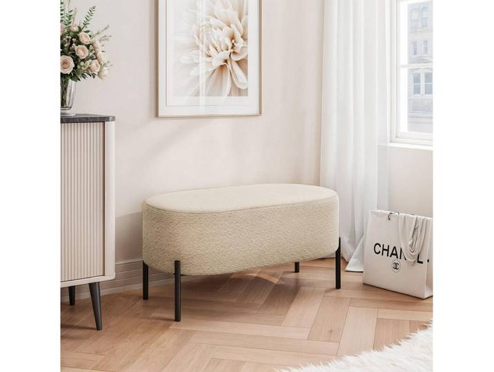 Compleo Sitzbank gepolstert, BELLO mit Bouclé-Stoff und Stauraum
