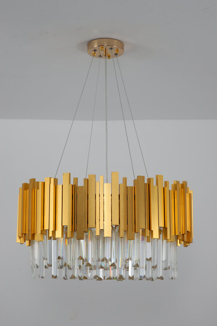 Fairmont Park Modern Chandelier Crystal Light, Crystal Ceiling Light, E14 Lights for Dining Room, Kitchen Gold 55cm x 30cm