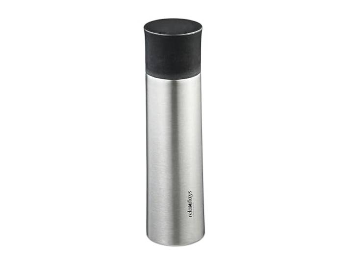 Relaxdays Gourde en acier inoxydable\, 500 ml\, étanche\, pour boissons chaudes et froides\, avec gobelet\, argentée