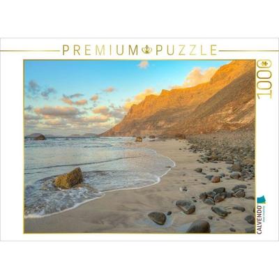 CALVENDO Puzzle Abendstimmung am Playa de Famara auf Lanzarote | 1000 Teile Lege-Größe 64x48cm Foto-Puzzle für glückliche Stunden