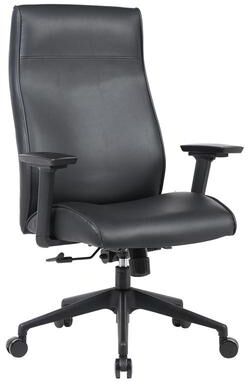 LeisureMod Maxwell High-Back Leather Adjustable Executive Office Chair - Ergonomic Swivel Desk with Stainless Steel Lift 350 lb. Limit