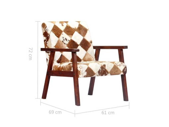 Mode 1 PC Chaise de canapé/Canapé-chaise pour adulte CHEZ YIYI fauteuil RELAX blanc et marron cuir véritable de chèvre 61x69x727557