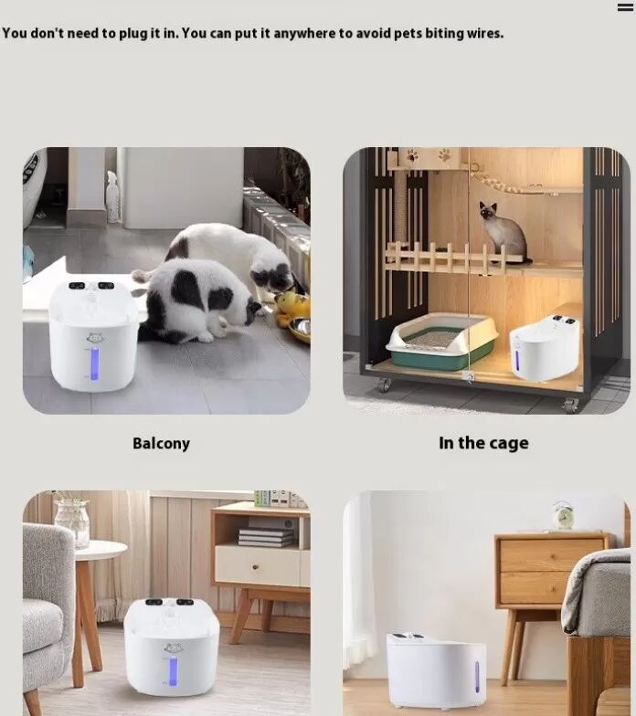 INF Kabelloser intelligenter Sensor Haustier-Trinkbrunnen - Automatische Zirkulation & Filtration für Katzen & Hunde Weiß