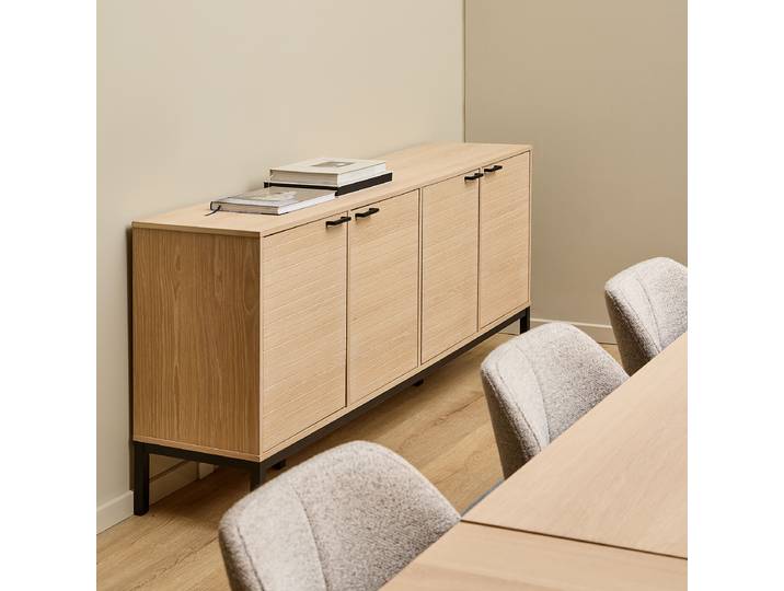 Furniertes Sideboard Romeli 180 x 80 x 40cm Braun/Beige
