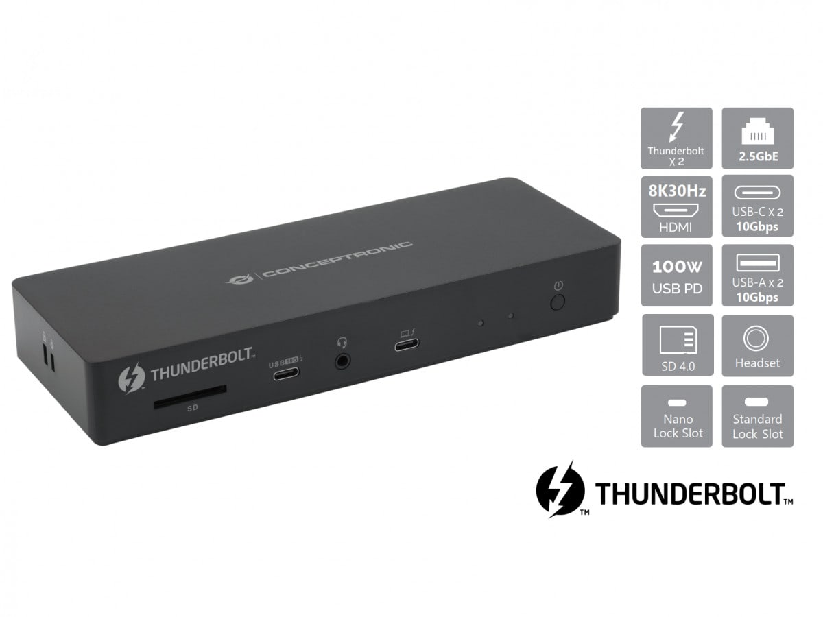 Conceptronic DONN30B 13-in-1 Thunderbolt 4 Dockingstation
