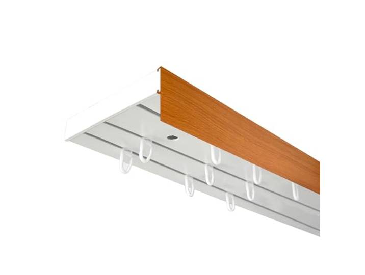 SN Deco Vorhangschiene SH 3-läufig Kirsch Blende 5cm, Weiß, 120cm