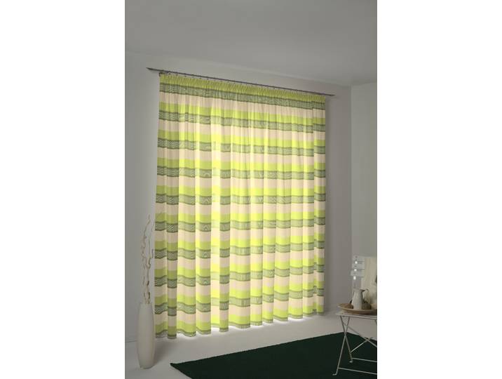 Vorhang WIRTH Menorca Gr. 1, grün, B:135cm H:145cm, Baumwolle, Polyester, Gardinen, Vorhang