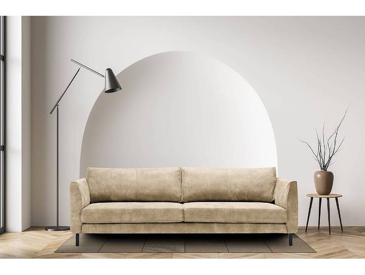 Canapé Esquire 3 places Beige Cuir Fortesa 202 x 80 x 96cm Moderne