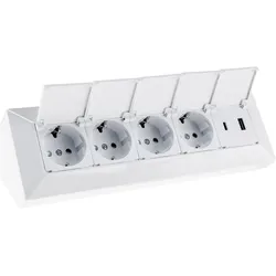Chilitec, Steckdosenleiste, Steckdosenblock 23960, 4-fach, mit Schutzklappen, USB-A+C, weiss (4x)