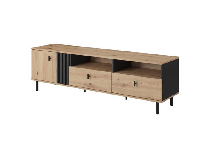 Meuble TV effet bois Crème et Noir