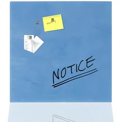 KARAT Glasboard Design Memoboard  "Print" - mit Magneten & Montagematerial - 48 x 48 cm / Blau