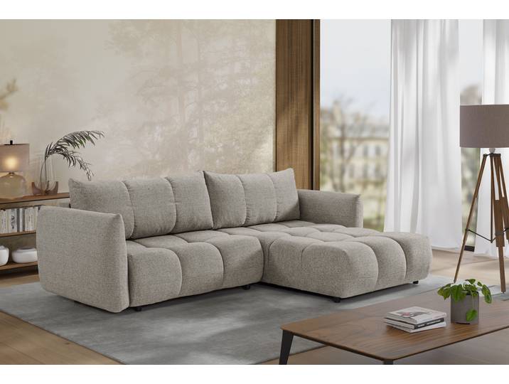 Ecksofa EXXPO - SOFA FASHION Livonia, B/T: 260/187, modern & praktisch für kleine Räume , beige (mokka), B:260cm H:87cm T:187cm, Sofas, Ecksofa, Mit Bettfunktion & Bettkasten,hoher Sitzkomfort,inkl. Steppung, L-Form