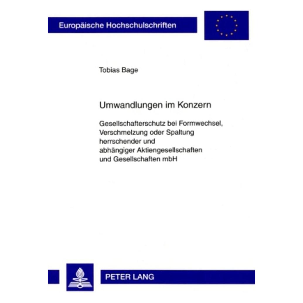 Peter Lang Umwandlungen im Konzern (Deutsch, Softcover, Tobias Bage) (56031841)