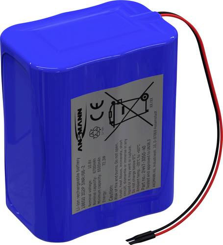 Ansmann 3S2P Akkupack 6x 18650 Kabel Li-Ion 10.8V 6700mAh Akkupack 6x Li-Ion 10.8V 6700 mAh