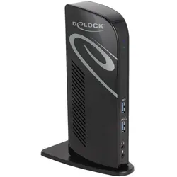 Delock Dual DisplayPort (USB-A, USB-C), Dockingstation + USB Hub, Schwarz