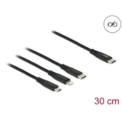 DeLOCK USB Ladekabel 3 in 1 USB Type-C zu Lightning / Micro USB / USB Type-C 30 cm