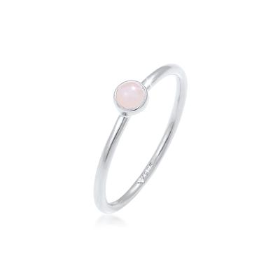 Silberring ELLI "Ring Rosenquarz Edelstein Stabelring 925er Silber" Gr. 52, silber, Fingerringe, Damen, 52, Silber 925 (Sterlingsilber), Silberring