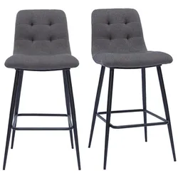 Design-Barhocker aus grauem Stoff und Metall H65 cm (Satz von 2) ESCAPE