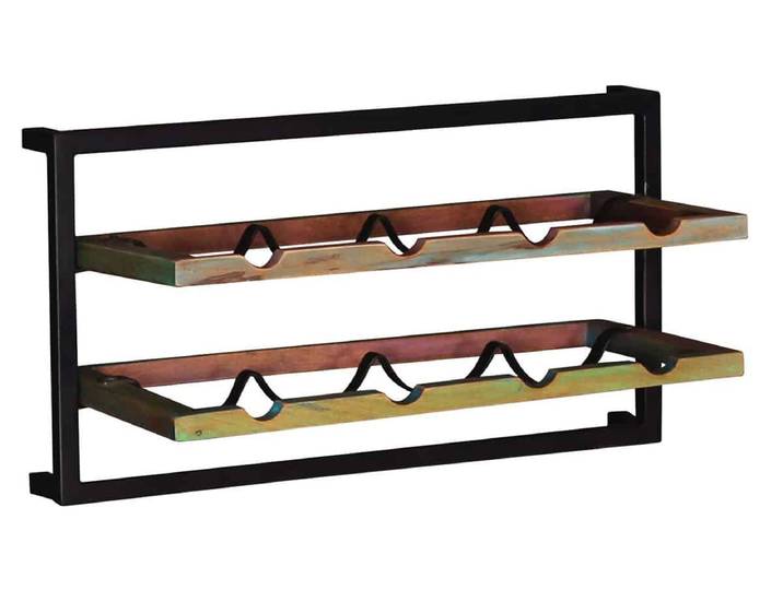 Flaschenregal 'Seaside', 8 Flaschen Massivholz, Metall Recycletes Holz Shabby Chic Indien Indisch