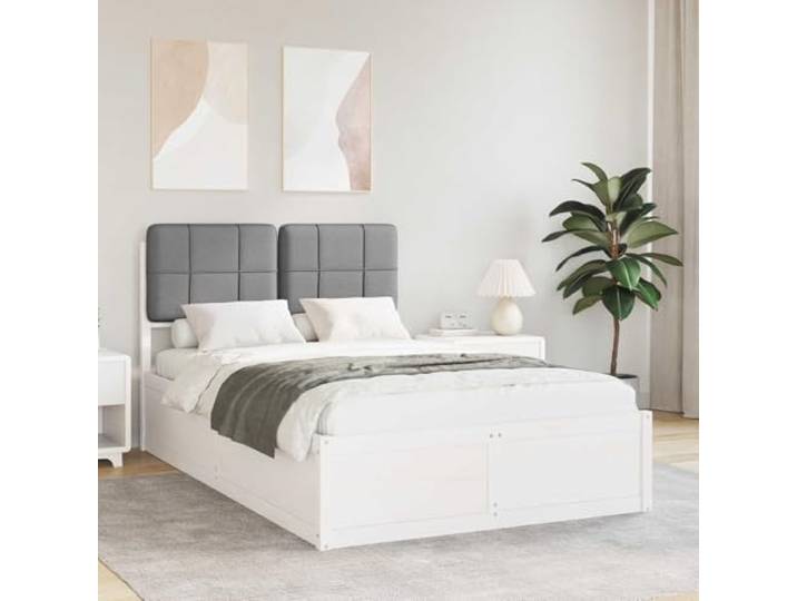 Massivholz Kiefer mit gepolstertem Kopfteil modernes Schlafzimmer Bettgestell mit gepolstertem Kopfteil Hellgrau 120x200 cm Massivholz Kiefer Polsterbett Lattenrost ohne Boxspring