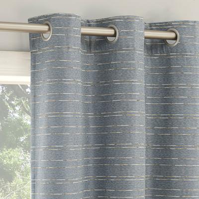 Sun Zero Dresden Slub Detail Magnetic Closure Total Blackout Grommet 2-Piece Curtain Panel Pair