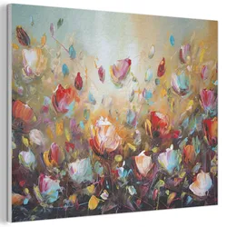 AKUSTIKBILD Blumen - Kunst - Natur - Ölgemälde Wandbild Wohnzimmer 100x70 cm
