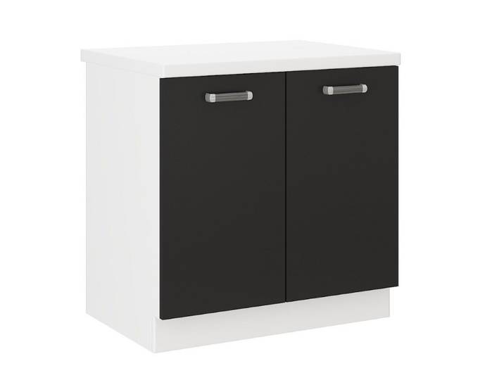 Küchen-Preisbombe Unterschrank 80 cm Küche Omega Schwarz Weiss Küchenzeile Einbauküche Küchenzeile