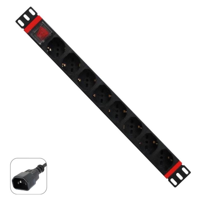 WP Rack & Cabling WP WPN-PDU-C01-08 Stromverteilungseinheit (PDU) 8 Steckdose(n) AC 1U Schwarz, Rot (WPN-PDU-C01-08)