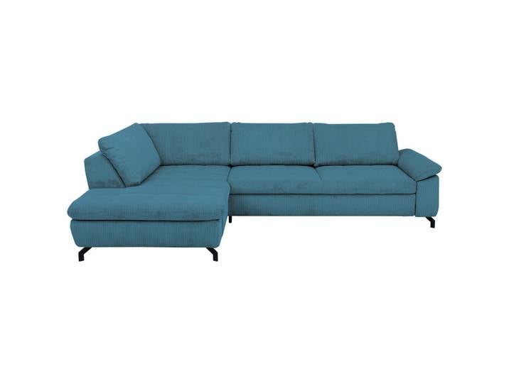 Beldomo Style Ecksofa Sense, Petrol, Metall, 3-Sitzer, Ottomane links, L-Form, 291x197 cm, Goldenes M, Typenauswahl, Fußauswahl, Stoffauswahl, seitenverkehrt erhältlich, individuell planbar, Wohnzimmer, Sofas & Couches, Wohnlandschaften, Ecksofas