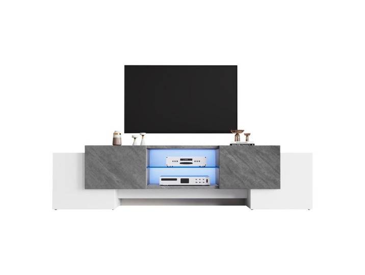 Meuble TV simple blanc et gris 180x40x46 5cm avec LED Bluetooth meuble TV bas adapté aux meubles TV salon - téléviseurs 60-70