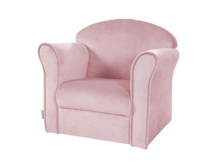 Kindersessel 'Lil Sofa' mit Armlehnen, bequemer Minisessel mit rosa Samtstoff bezogen