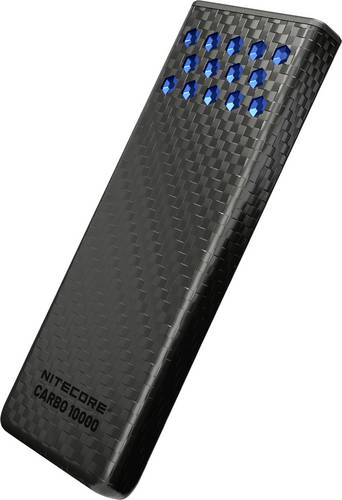 NiteCore NC-CARBO10000G2-BL Powerbank 10000 mAh Pass-Through Charging Li-Ion USB-C Blau, Anthrazit-Grau