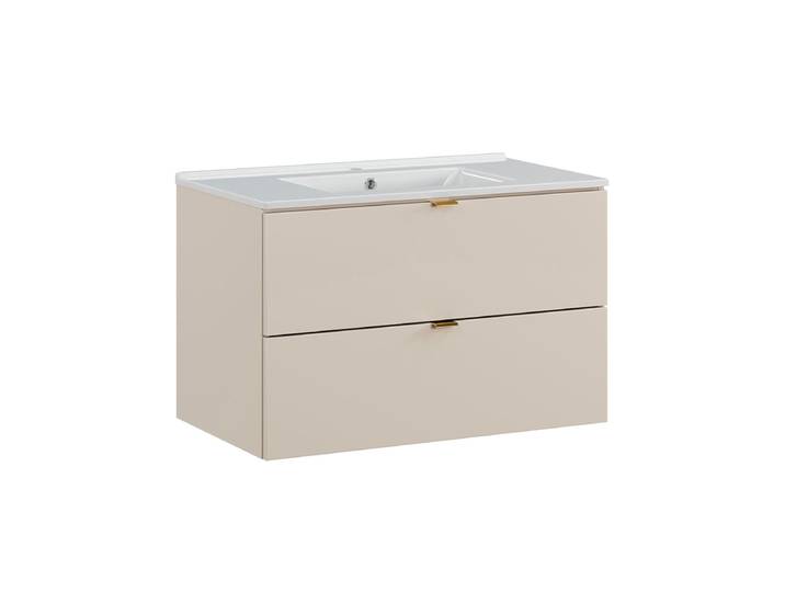 Meuble simple vasque encastrée 80cm Azel Cachemire